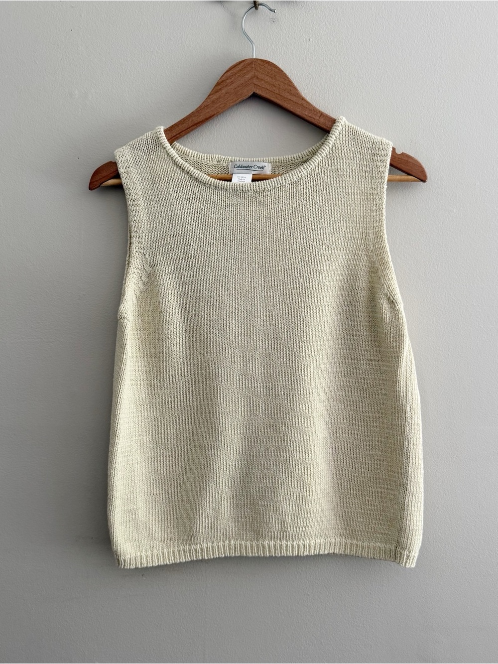 90 Sleeveless Cotton Knit Tank Sweater in Cream Womens Medium - Picture 2 of 4
